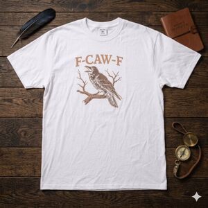 NWOT Men's 3XL F-CAW-F Graphic Tee Funny Crow Pun 100% Cotton Bird Shirt